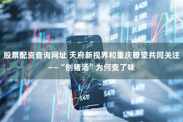 股票配资查询网址 天府新视界和重庆瞭望共同关注——“刨猪汤”为何变了味