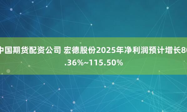 中国期货配资公司 宏德股份2025年净利润预计增长80.36%~115.50%